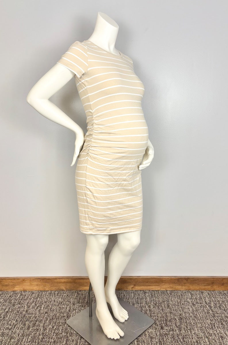 M - Old Navy Cream Stripe Bodycon Dress