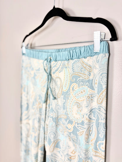 M - Cake Dusty Blue Paisley Print Lounge Pants