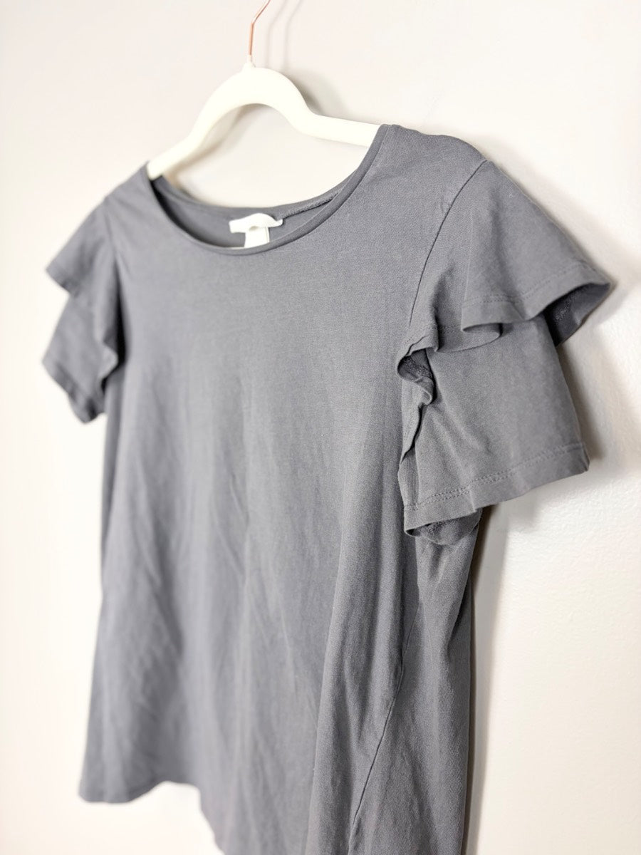 M - H & M Charcoal Ruffle Sleeve Tee