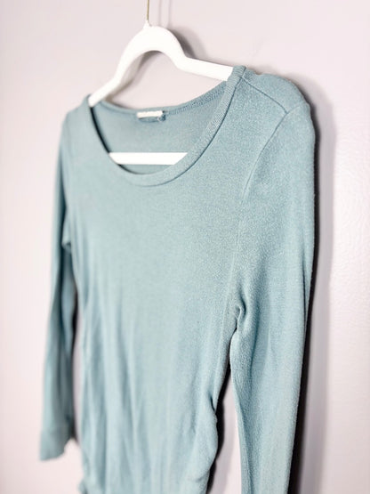 M - Hello Miz Seafoam Ruched Side Long Sleeve Top