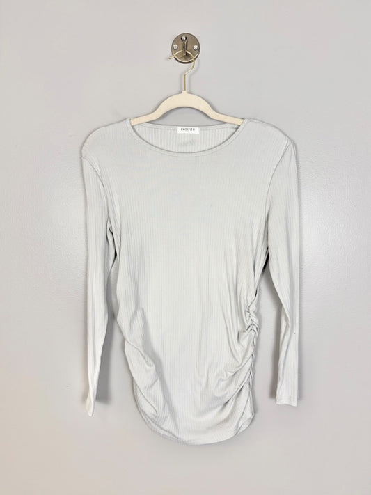 L - Ekoauer Heather Grey Ruched Side Long Sleeve Top