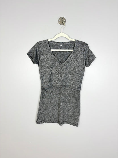 S - Heather Grey V-neck Tee