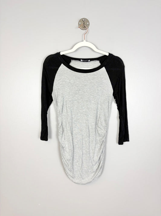 S - La Clef Heather Grey Raglan Sleeve Baseball Tee