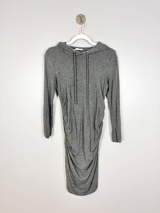 S - Hello Miz Heather Grey Hooded Midi Sweatshirt Dress