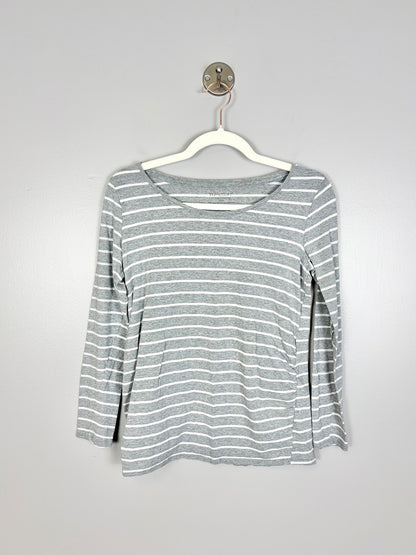 S - Bump Start Heather Grey Stripe Long Sleeve Top
