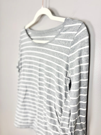 S - Bump Start Heather Grey Stripe Long Sleeve Top