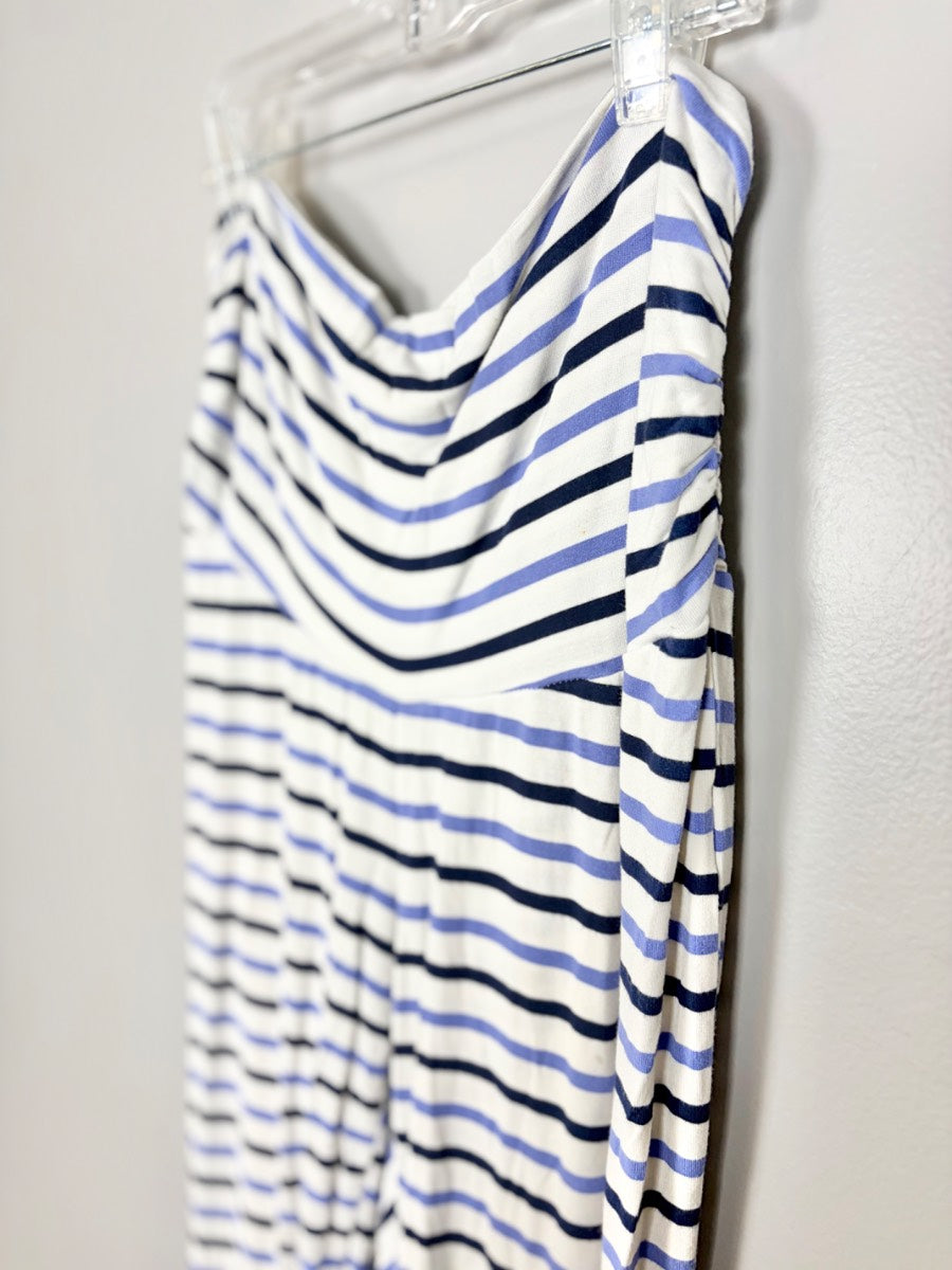 XS - Old Navy Navy Striped Strapless Jumpsuit