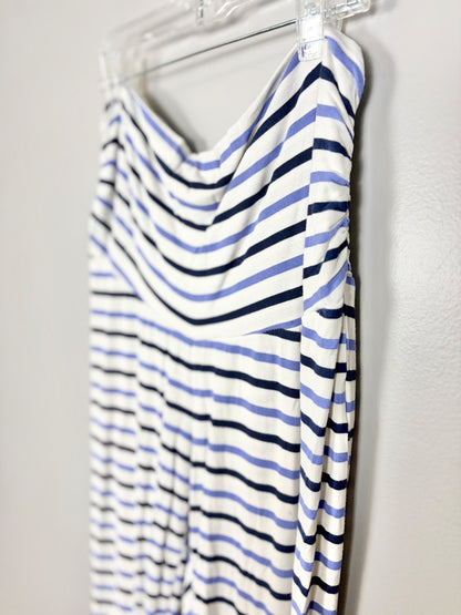 XS - Old Navy Navy Striped Strapless Jumpsuit