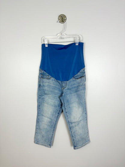 XS - Thyme Light Wash Maternity Jean Capris