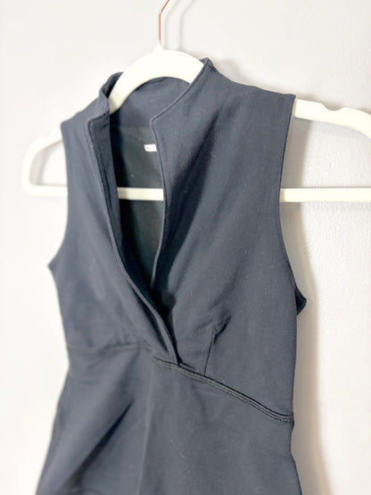 XS - Lulu Black Sleeveless Collared Tank