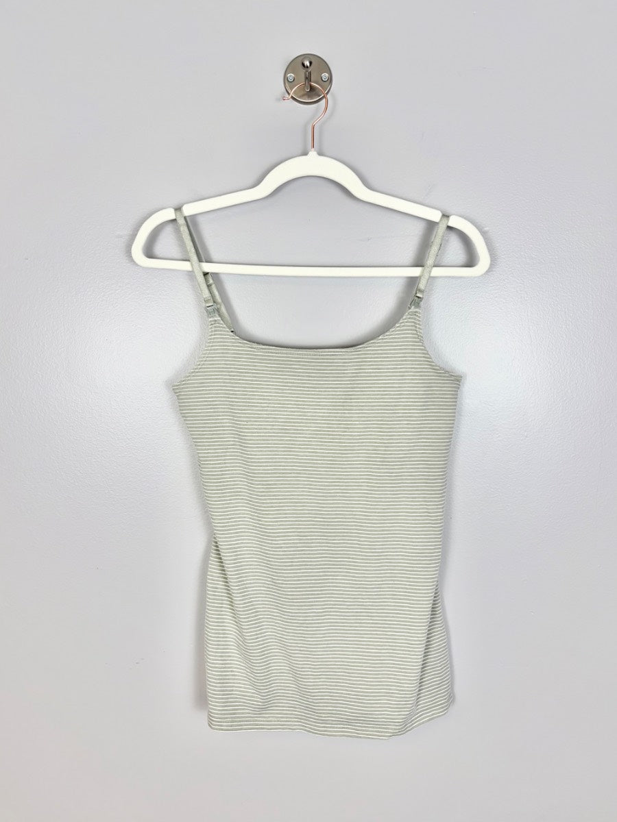 XS - Thyme Sage Stripe Ribbed Tank Nursing Top