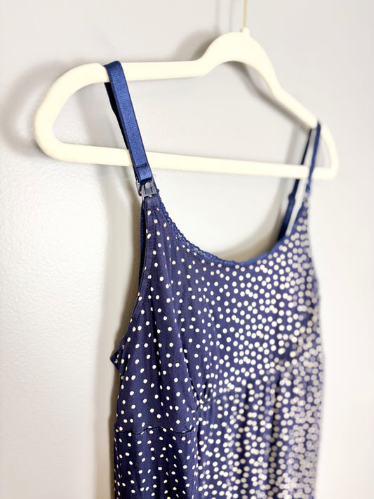 S - Thyme Navy Polka Dot Sleeveless Tank Nursing Tank