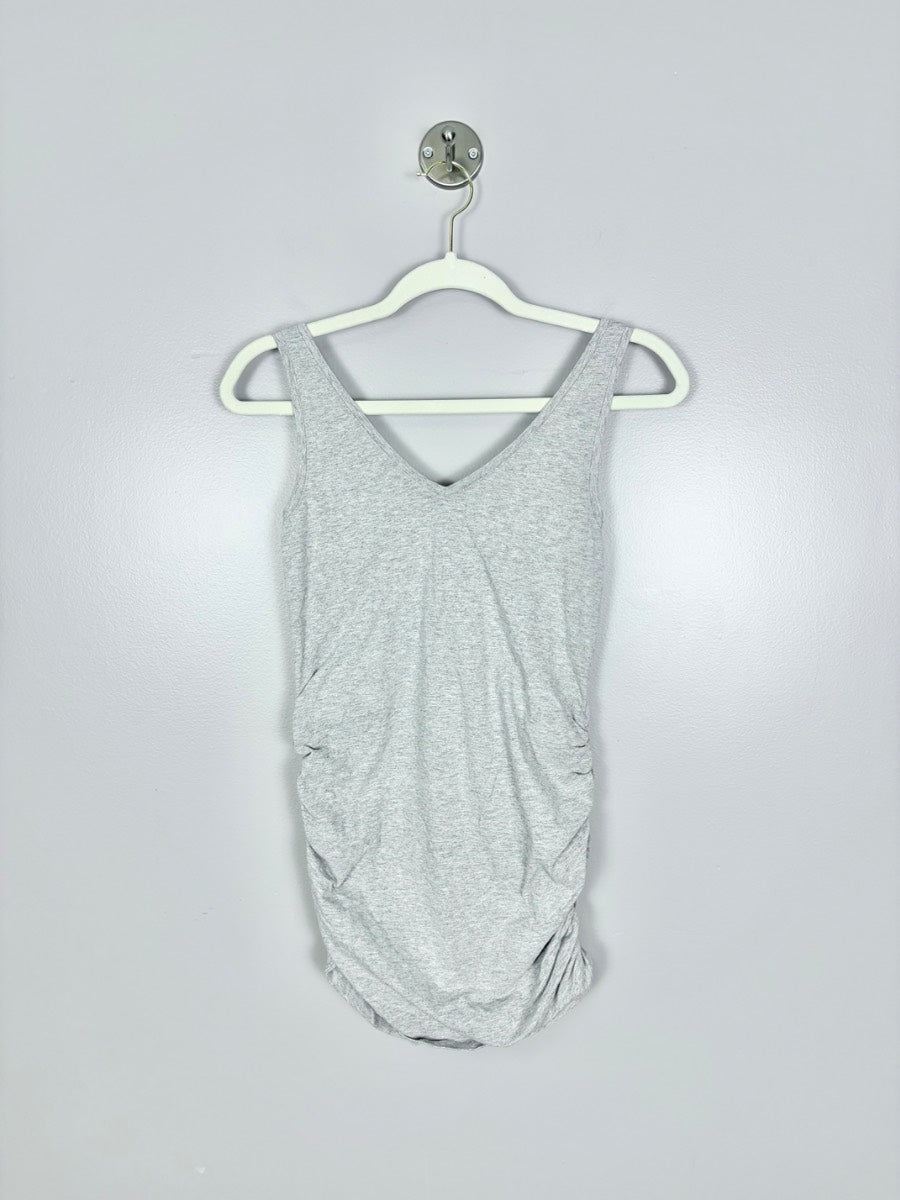S - Thyme Heather Grey Ruched Side Tank