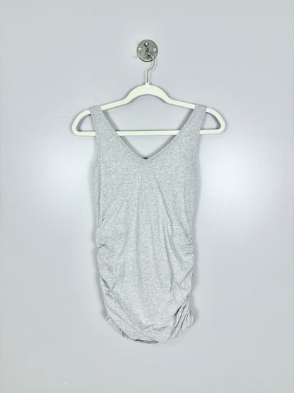 S - Thyme Heather Grey Ruched Side Tank