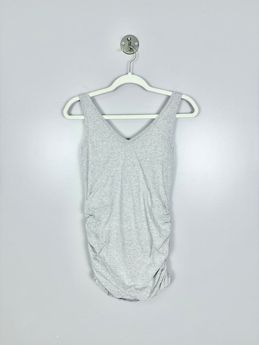 S - Thyme Heather Grey Ruched Side Tank