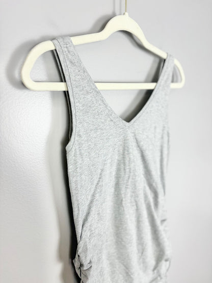S - Thyme Heather Grey Ruched Side Tank