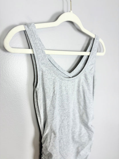 S - Thyme Heather Grey Ruched Side Tank