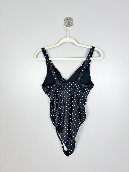 S - Thyme Black Polka Dot One-piece Swimsuit