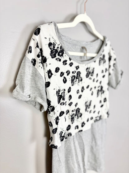 M - Thyme Heather Grey Layered Short Sleeve Nursing Top