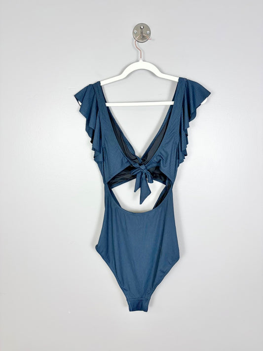 XL - Steel Blue Ruffle One Piece Swimsuit
