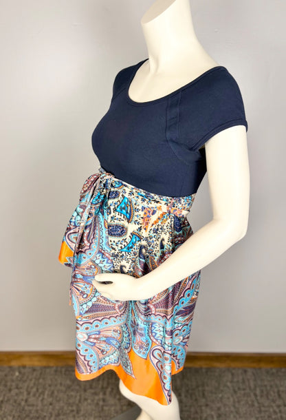 M - Maternal America Paisley Cap Sleeve Empire Waist Dress