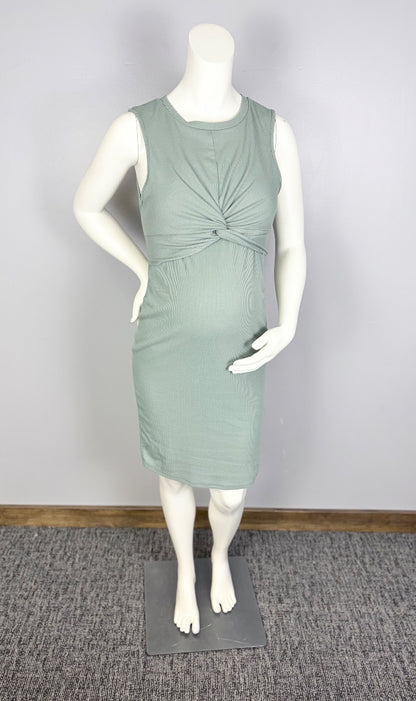 L - Shein Sage Twist Front Sleeveless Dress