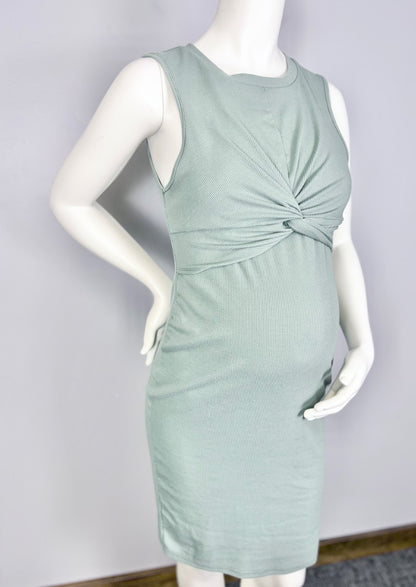 L - Shein Sage Twist Front Sleeveless Dress