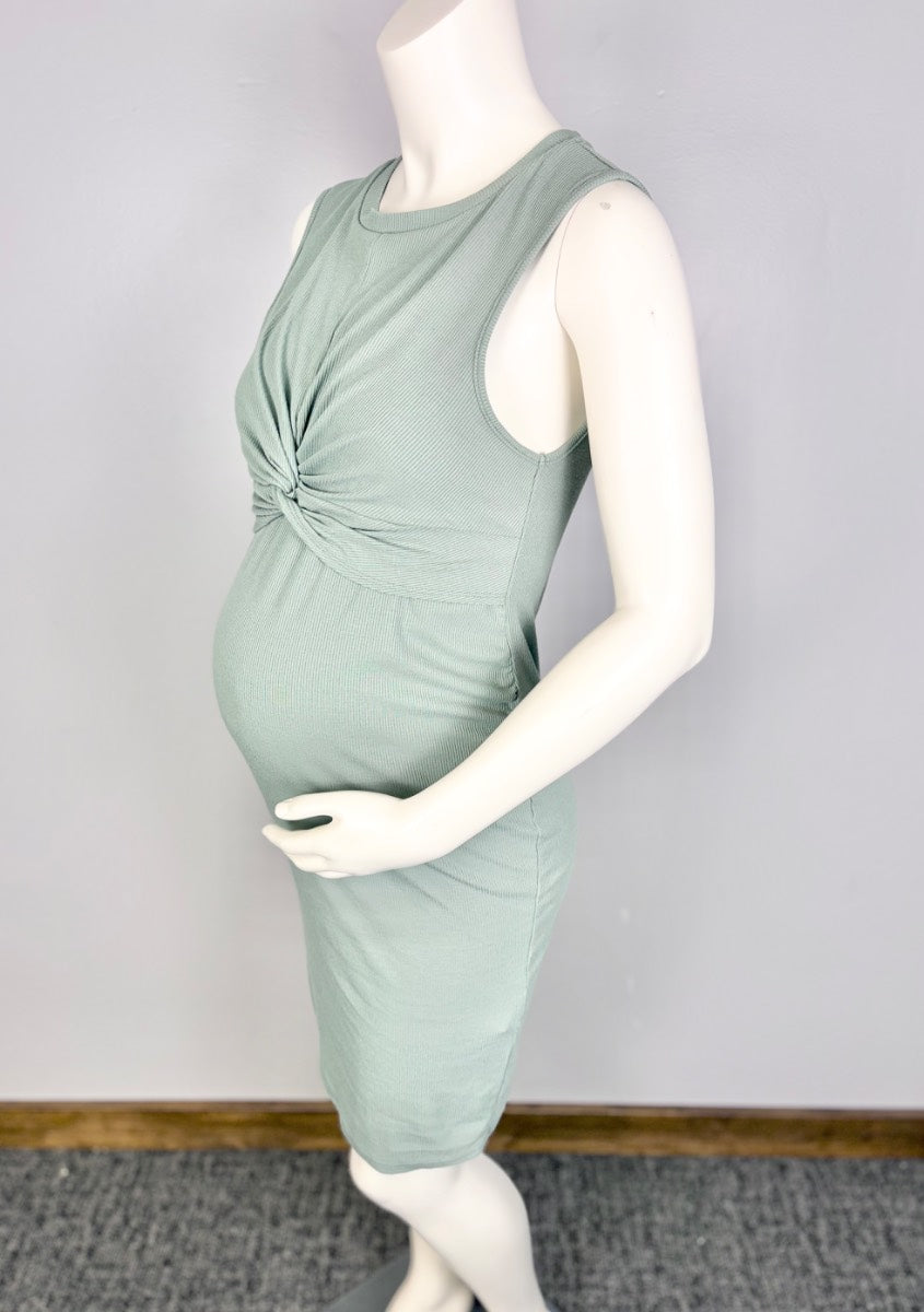 L - Shein Sage Twist Front Sleeveless Dress