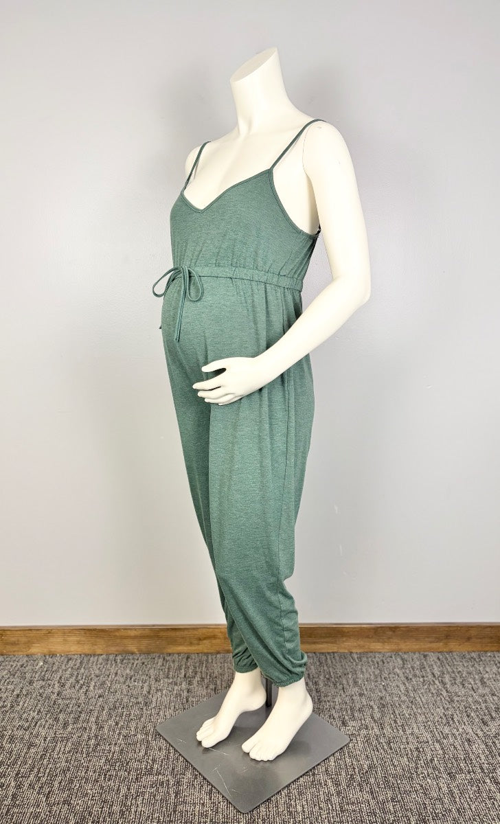 L - Shein Pine Green V-neck Jumpsuit