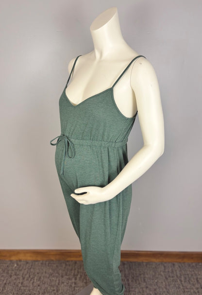 L - Shein Pine Green V-neck Jumpsuit