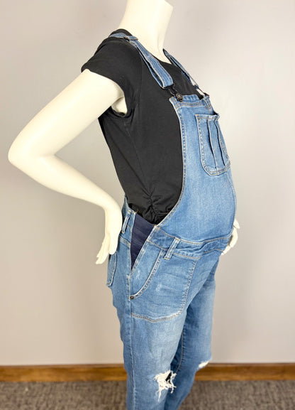 L - Indigo Blue Medium Wash Denim Overalls