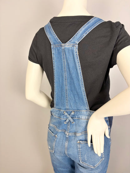 L - Indigo Blue Medium Wash Denim Overalls