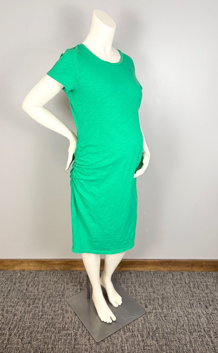 L - Old Navy Kelly Green Ruched Side Midi Dress