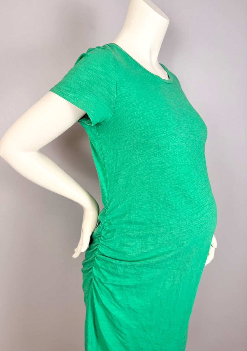 L - Old Navy Kelly Green Ruched Side Midi Dress