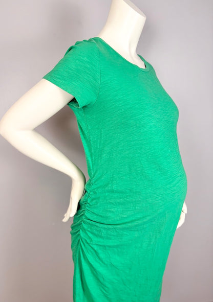 L - Old Navy Kelly Green Ruched Side Midi Dress