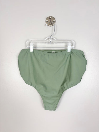 L - Olive Green High-Waisted Bikini Bottom