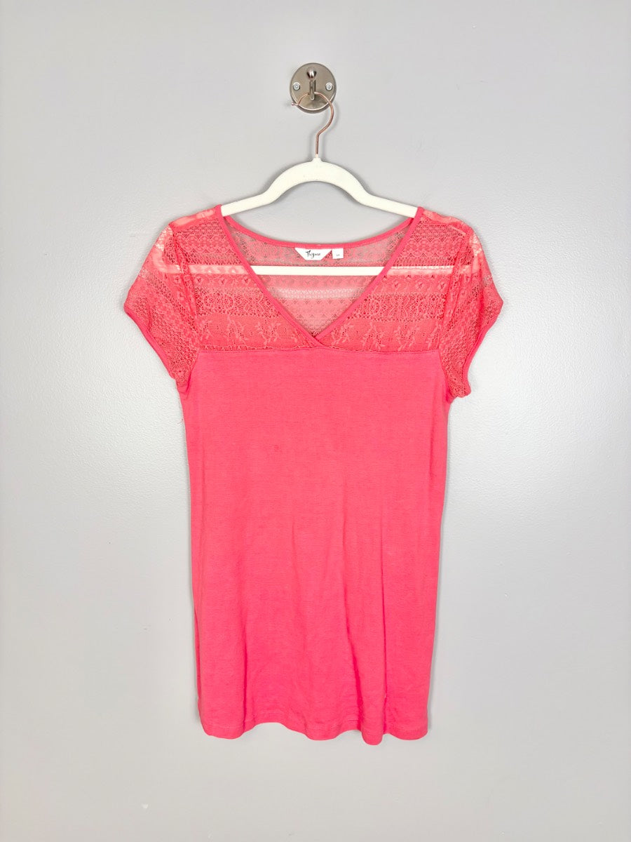 S - Thyme Fuschia Lace Top