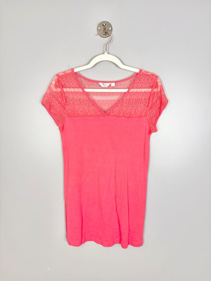 S - Thyme Fuschia Lace Top