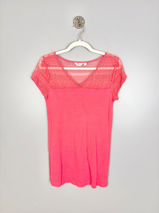 S - Thyme Fuschia Lace Top