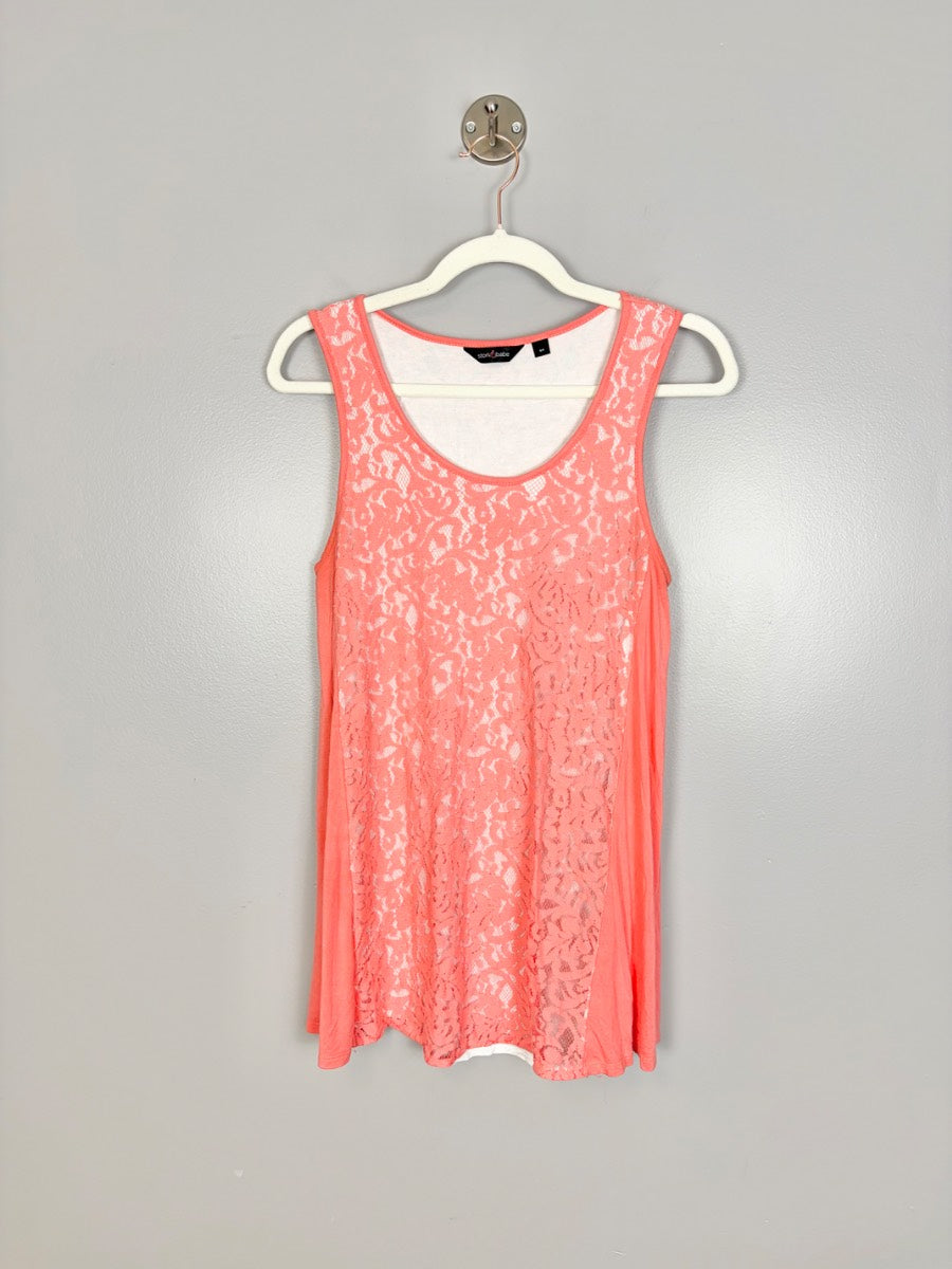 S - Stork & Babe Coral Lace Tank