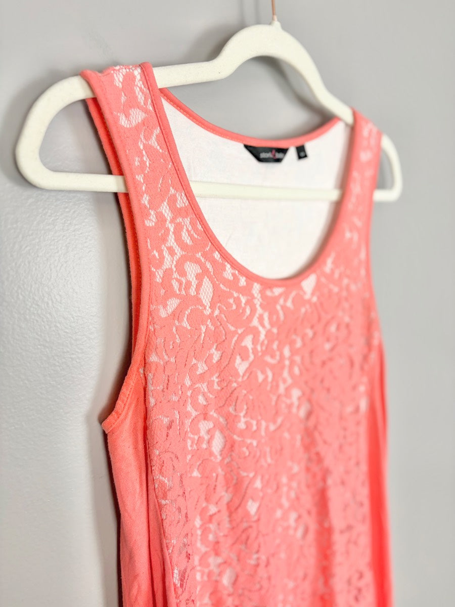 S - Stork & Babe Coral Lace Tank