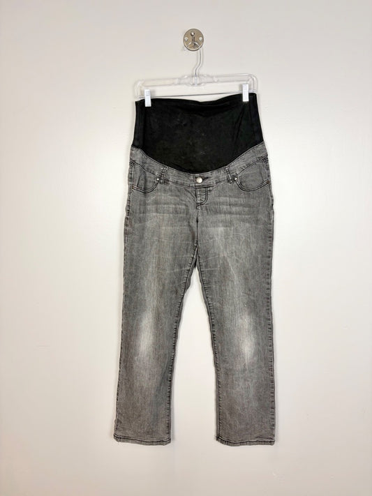 M - Thyme Grey Distressed Straight Jeans