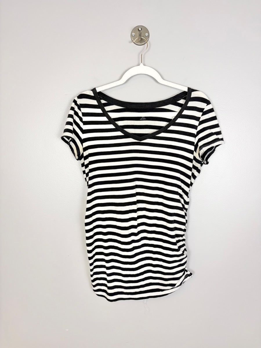 M - Motherhood Striped V-neck Tee