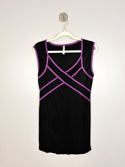 L - Thyme Black & Purple Trim Shirt