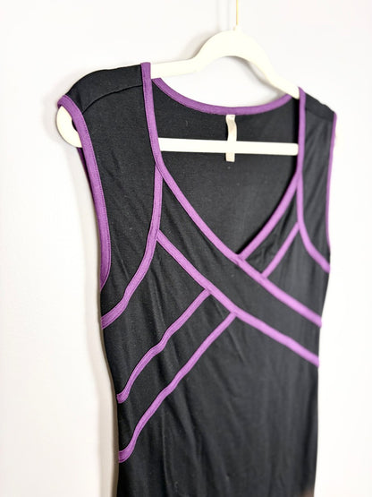 L - Thyme Black & Purple Trim Shirt