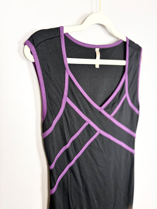 L - Thyme Black & Purple Trim Shirt