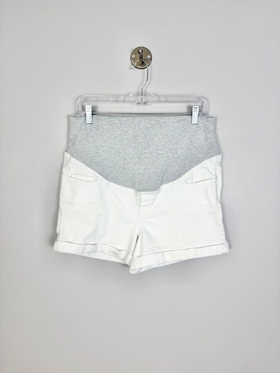 L - Thyme White Cuffed Shorts