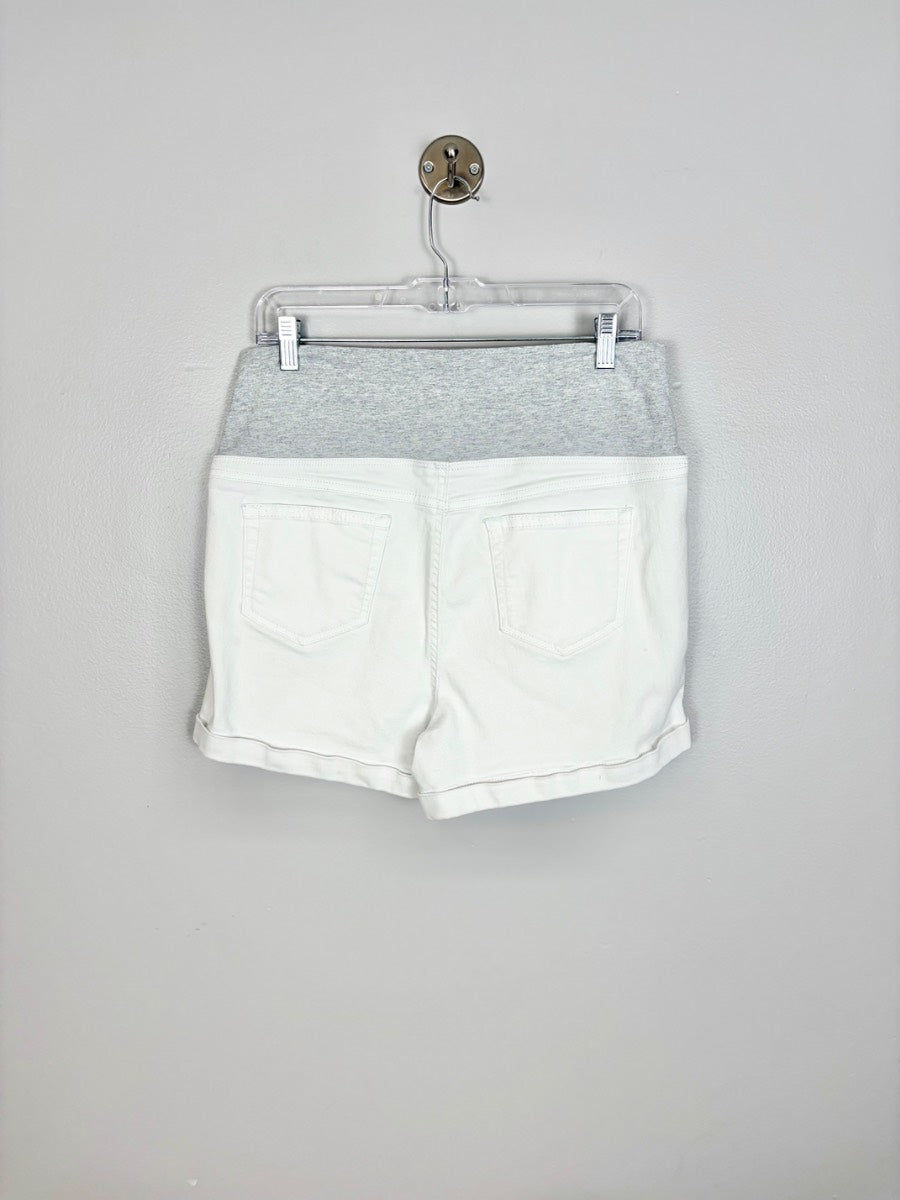 L - Thyme White Cuffed Shorts