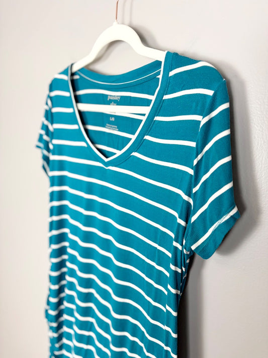 L - Paisley Sky Striped T-shirt