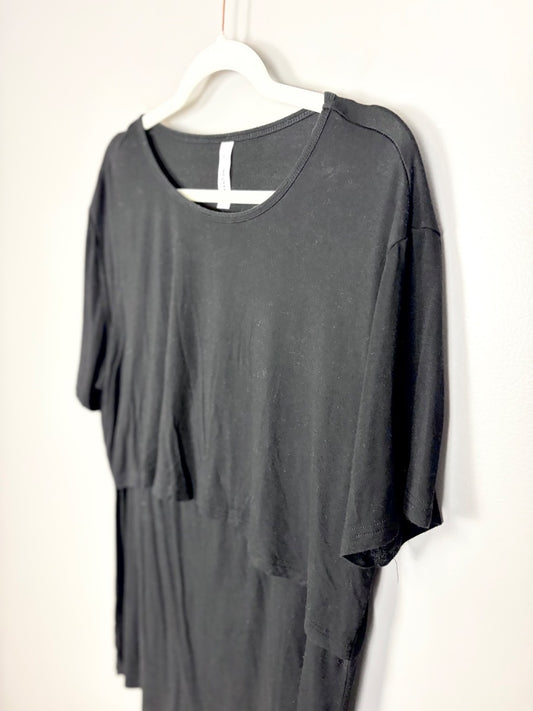 XL - Sosolism Black Layered Nursing Shirt